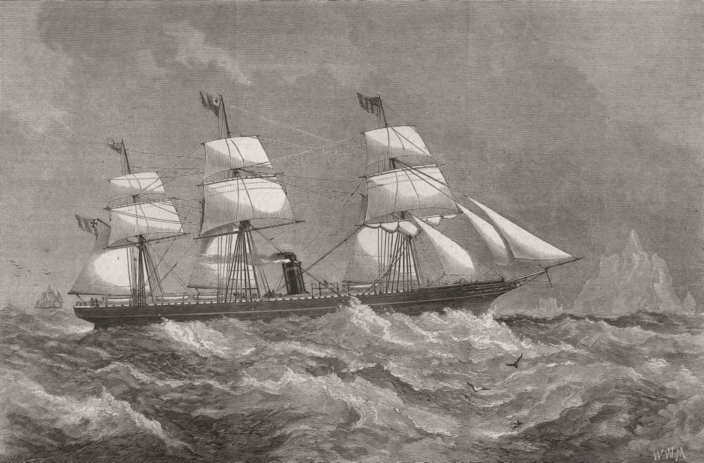 MASSACHUSETTS. The City of Boston steam ship 1870 old antique print picture